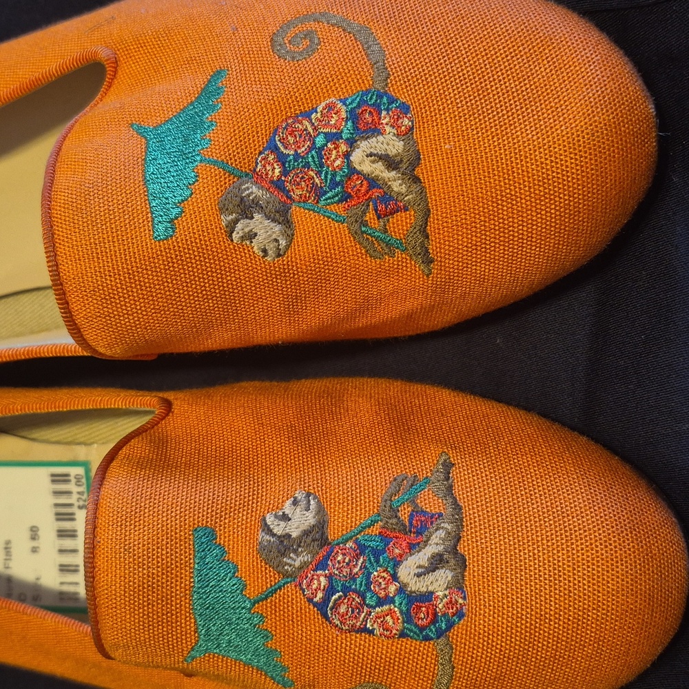 On Running Orange Embroidered Loafers - Picture 2 of 4